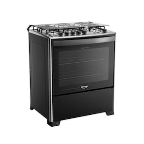 Fogão 5 Bocas Preto Com Mesa De Inox Dako Magister Bivolt