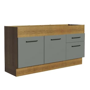 Balcão De Pia 150 Cm 2 Portas E 2 Gavetas Rustic/Cinza