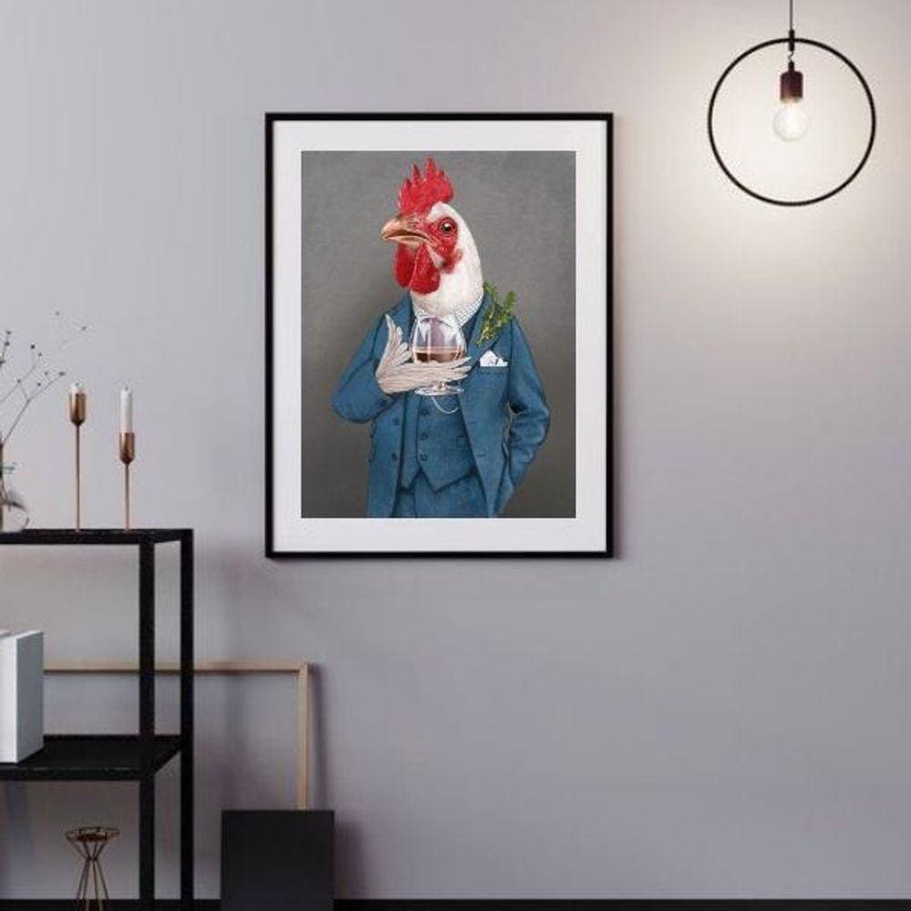 Quadro Decorativo Galo Doido - 60X48Cm