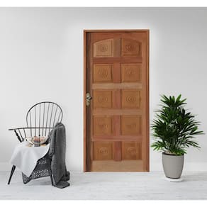 Kit Porta Pronta Torneada 10 Bicos Coleção Urban Fechadura Mecânica 214x88x14 Rodam Portas Natural