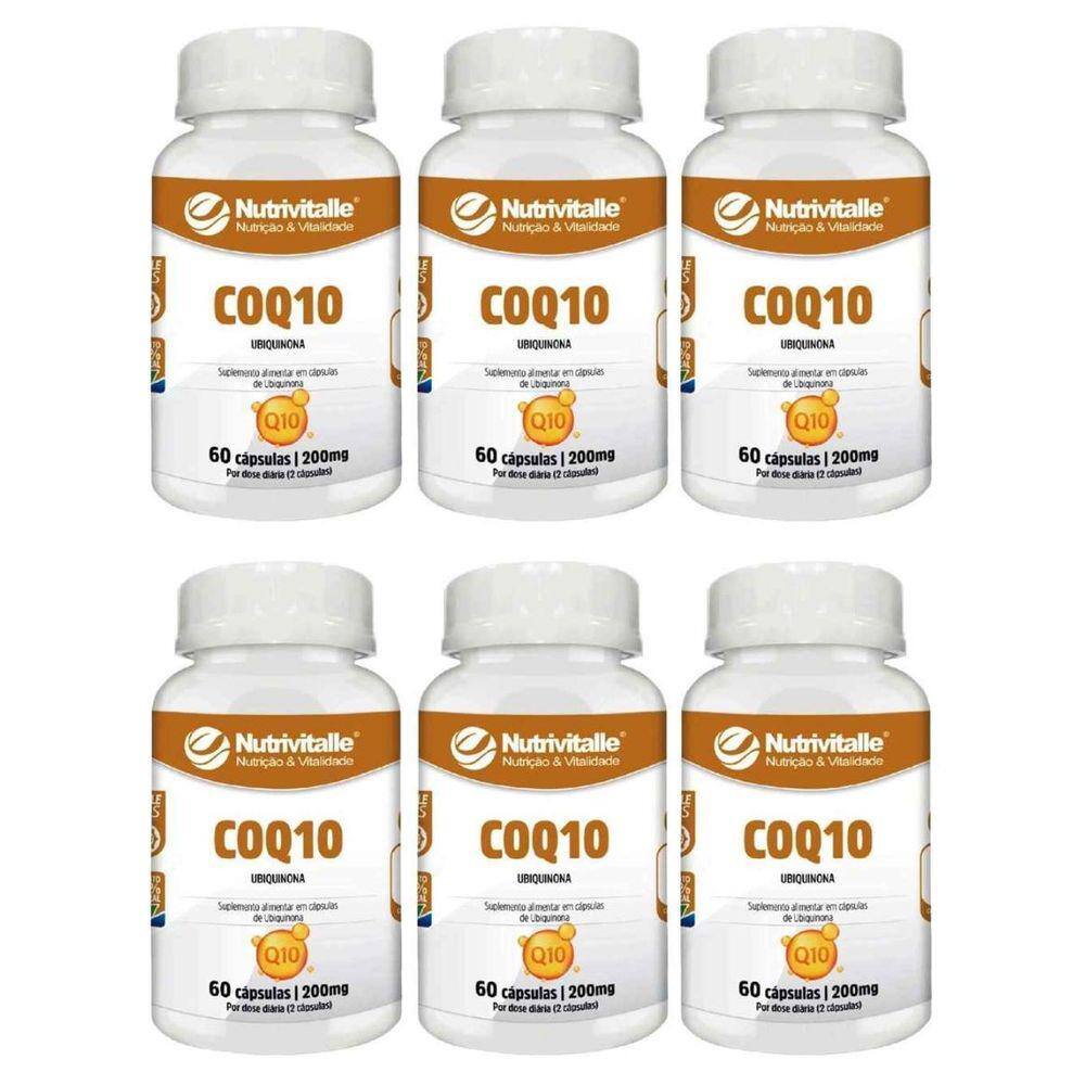 Kit 6 Un - Coenzima Q10 Ubiquinona 200Mg 60 Cps Nutrivitalle