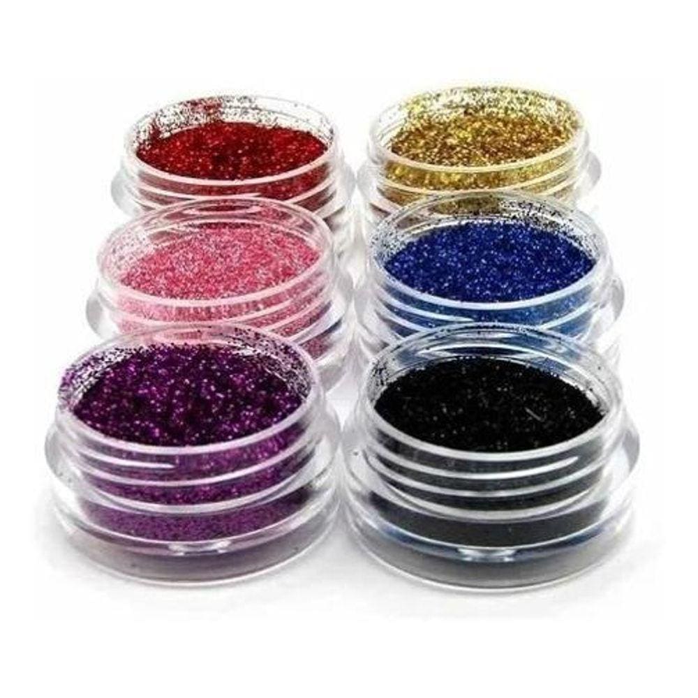 Kit 6 Glitter Unhas Encapsulado Acrigel Fibra Gel