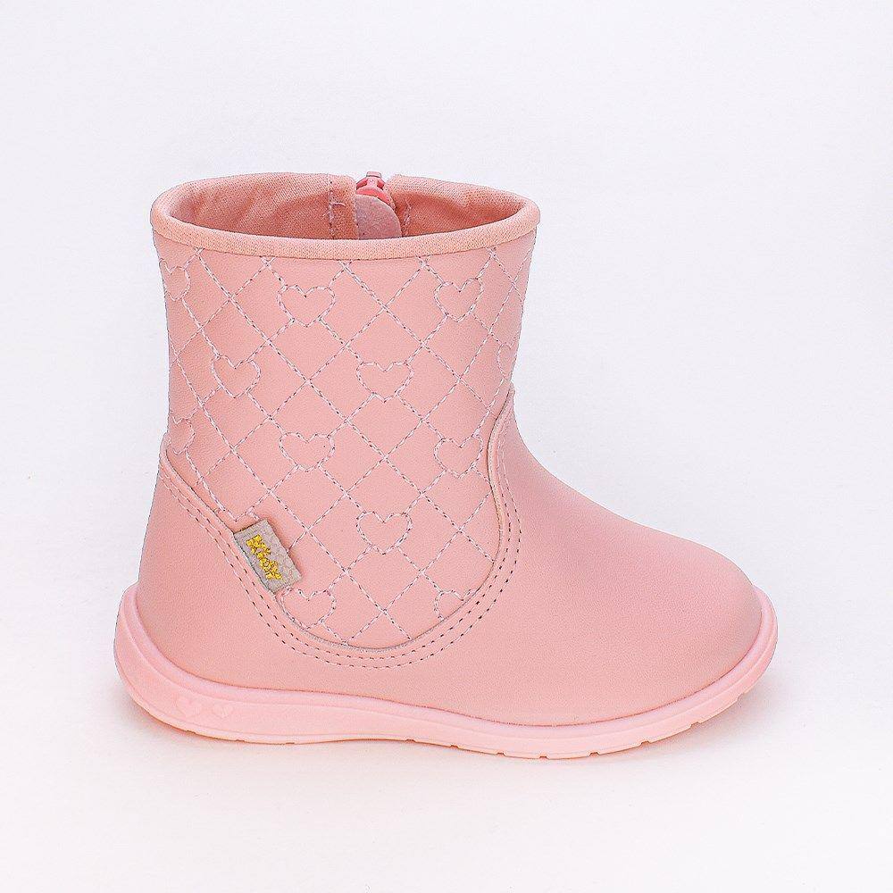 Bota Montaria Kidy Baby Soft com Bordado Rosa Claro