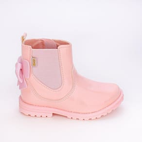 Bota Coturno Kidy Fashion Laço Elástico e Glitter Rosa