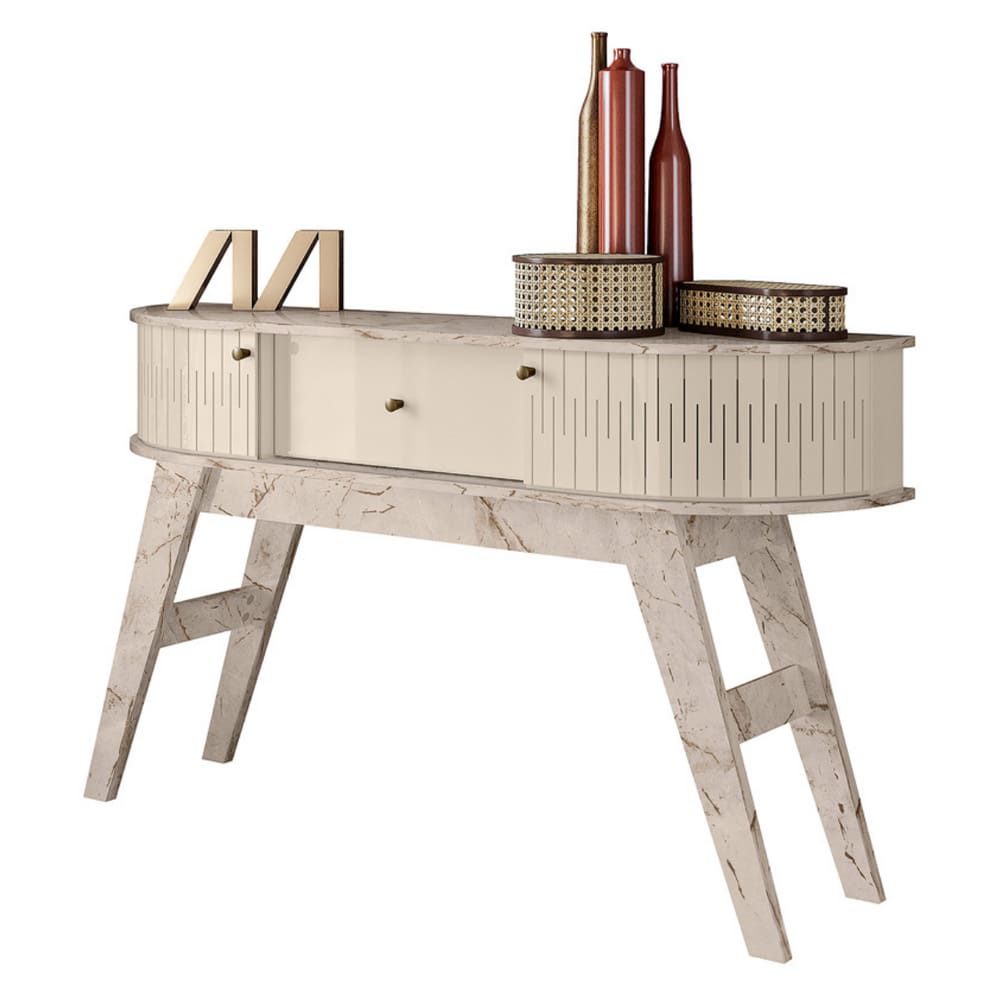 Aparador para Sala de Estar Ferrara Calacata Off White