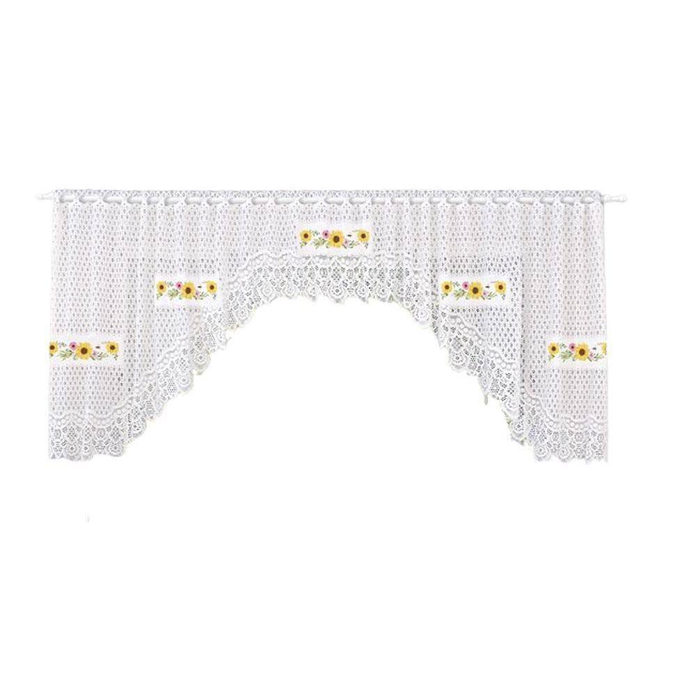 Cortina Bando Renda Cascata Cozinha Girassol 3,15X0,95