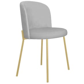 Cadeira Decorativa Elegance Base Champanhe Linho Cinza - Montanaris Decor