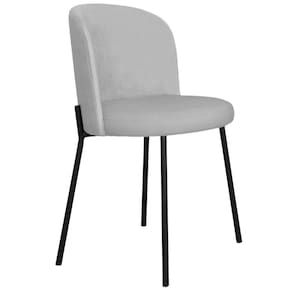 Cadeira Decorativa Elegance Base Preta Linho Cinza - Montanaris Decor