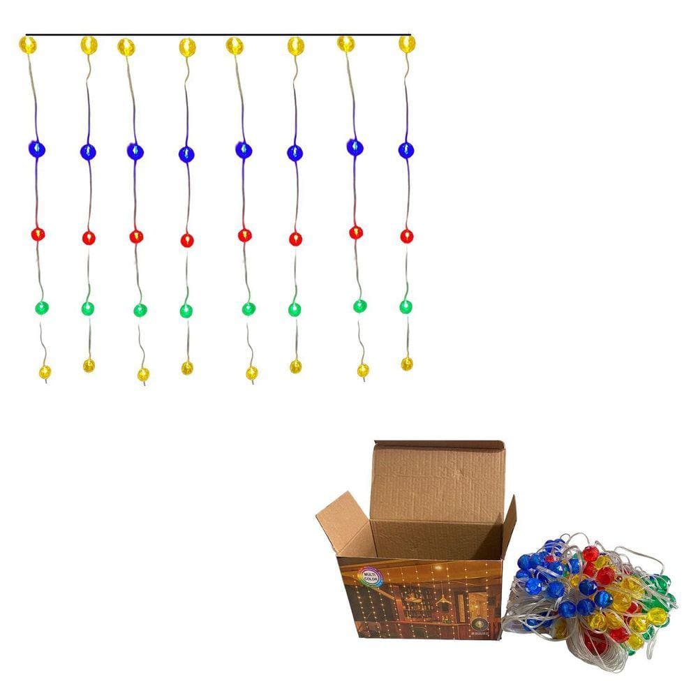 Cortina Cascata Colorida Natal 8 Funções 3m 127v