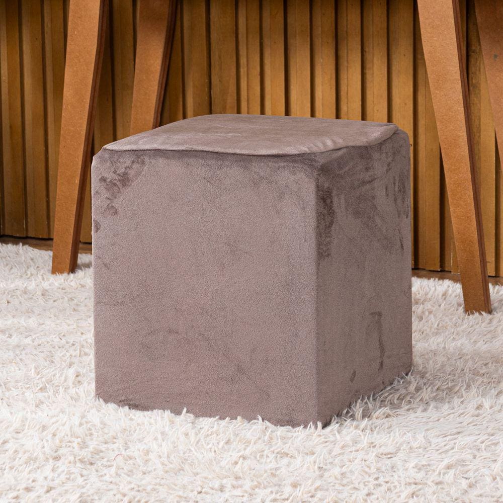 Capa de Puff Quadrado Avulsa Lisa Ajustável com Elástico - Tecido Veludo Suede Decoração Banquinho Luxo Para Sala Quarto