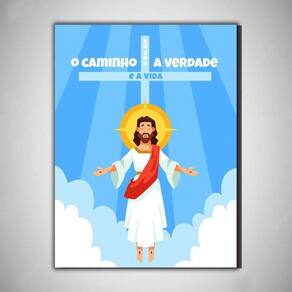 Jesus O Caminho Verdade A Vida Quadro Religioso Mdf 30X20Cm