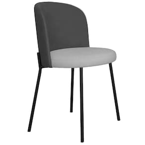 Cadeira Decorativa Elegance Base Preta Linho Cinza Escuro/Cinza Claro - Montanaris Decor