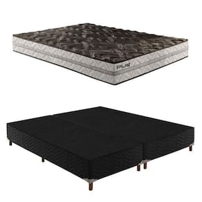 Box Queen Íris 42x158x198cmcom Colchão Queen Unique D33 Plus Duoface 25x158x198cm Preto Elegancy