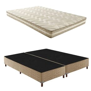 Box Queen Florença 42x158x198cmcom Colchão Queen Unique D33 Plus Duoface 14x158x198cm Rustico Bege