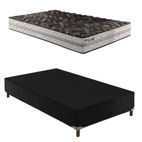 Box Solteiro Íris 42x88x188cmcom Colchão Solteiro Unique D33 Plus Duoface 25x88x188cm Preto Elegancy