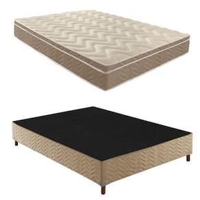 Box Casal Florença 42x138x188cmcom Colchão Casal Unique Anatômico D28 25x138x188cm Rustico Bege