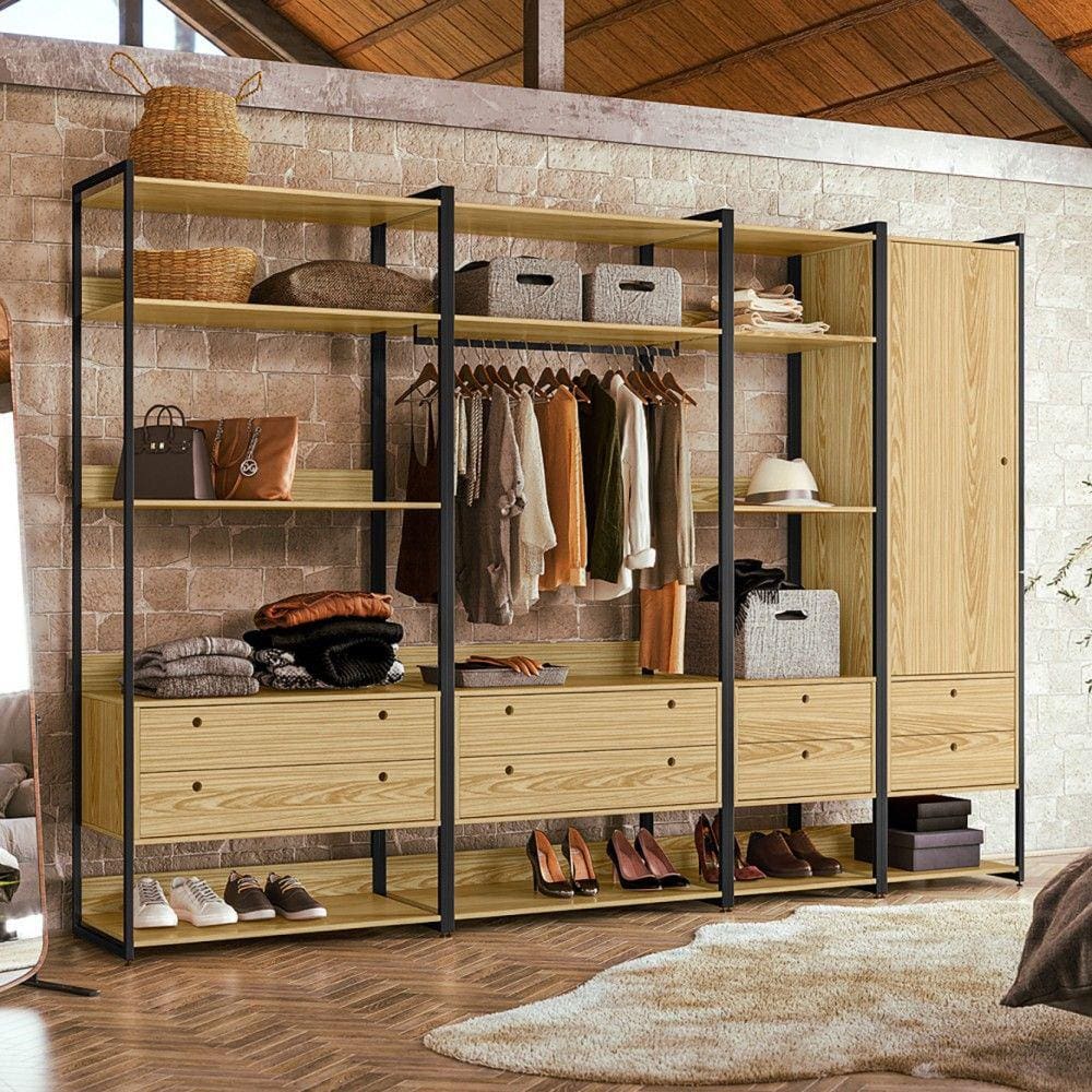 Closet Industrial Olivar 1 Porta 8 Gavetas Pinus - Olivar Móveis