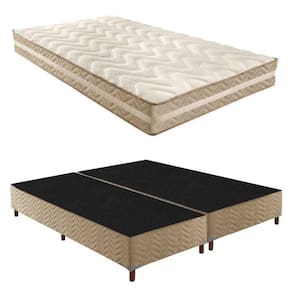 Box Queen Júlia 42x158x198cmcom Colchão Queen Quality D33 Duoface 26x158x198cm Rustico Bege