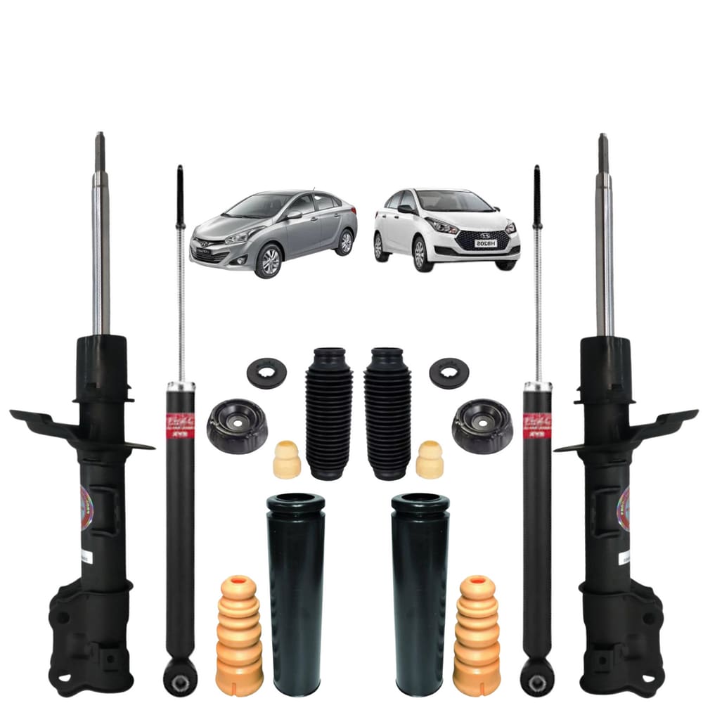 04 Amortecedor Dianteiro+Traseiro Hyundai HB20 2012 A 2019 Kayaba+Kit Bat