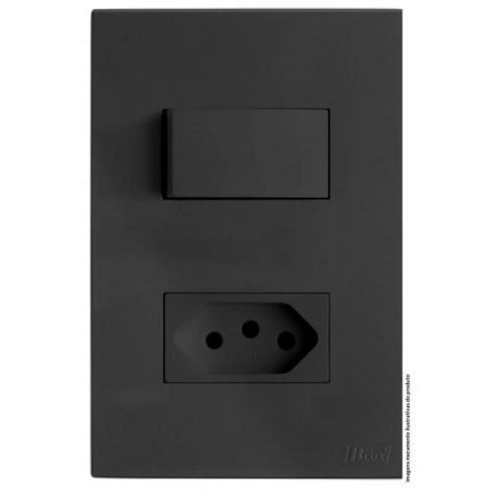 Cj Int. Simples + Tomada 20A 4X2 - Recta Home Grafite Fosco