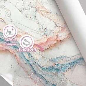 Papel De Parede Painel 3D Mármore Rosa E Azul Brilhoso 4M