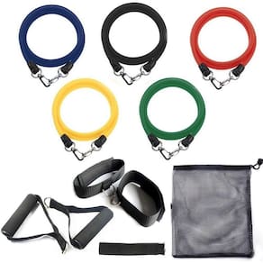 Kit Extensor 5 Elasticos 11 Peças Exercicio Academia Casa
