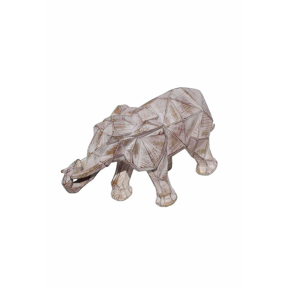 Estatua Decorativa Escultura Elefante Geométrico Resina