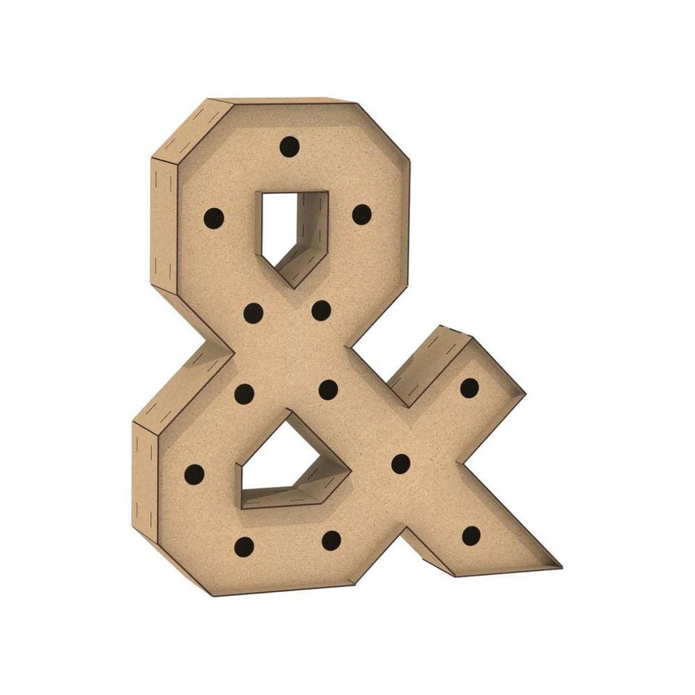 Letra Caixa Grande & Mdf 90Cm Altura Furo Lampada Iluminação