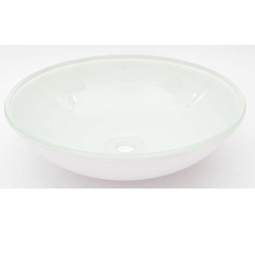 Cuba De Vidro Redonda Branca 29Cm Sem Aba