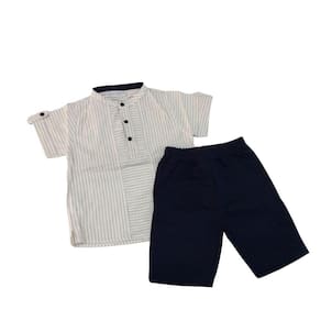 Conjunto Infantil verão Camisa e Bermuda Noruega Off Marinho