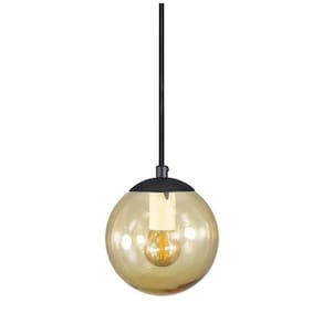 Pendente Globo Esfera De Vidro âmbar 14cm - Preto