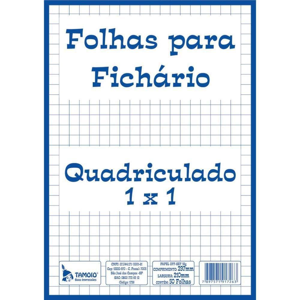 Bloco Para Fichario Quadriculado Branco 1X1Cm 50F.com05