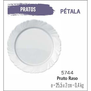 Jogo De Prato Pétala 06 Pratos Rasos - 26Cm Branco