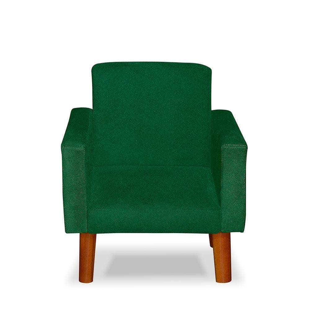 Mini Poltrona Cadeira Infantil Nina De Criança Suede Verde Marrom Pés Palito