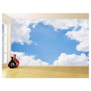 Papel De Parede 3D Paisagem Céu Azul Nuvens 3,5M Nsk117