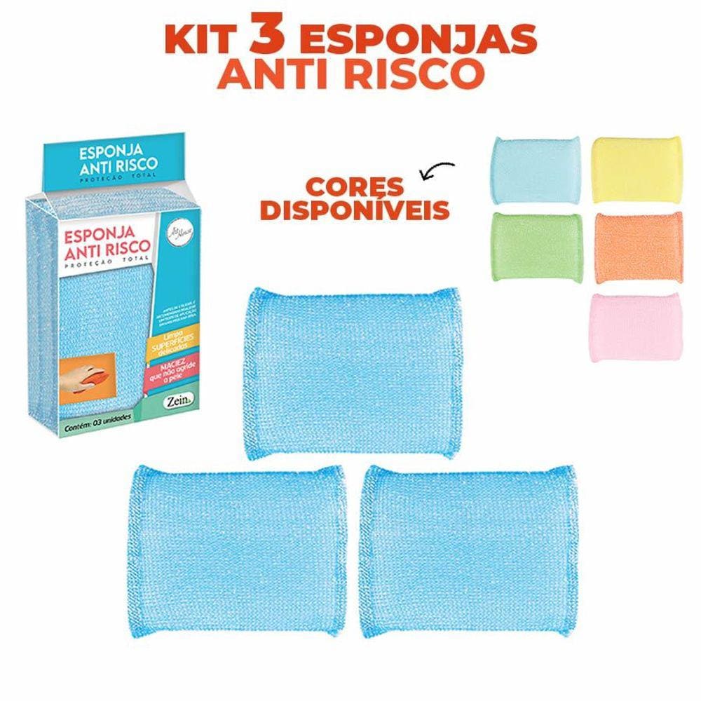 Kit 3 Esponjas Anti Risco Superfícies Delicadas Bucha Macia Para Limpeza