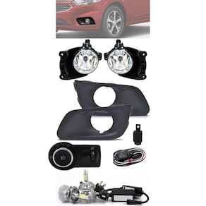 Kit Farol de Milha Neblina Chevrolet Onix e Novo Prisma LT e LTZ 2017 2018 2019 2020 Com Moldura + Kit Lâmpada Super LED 6000K