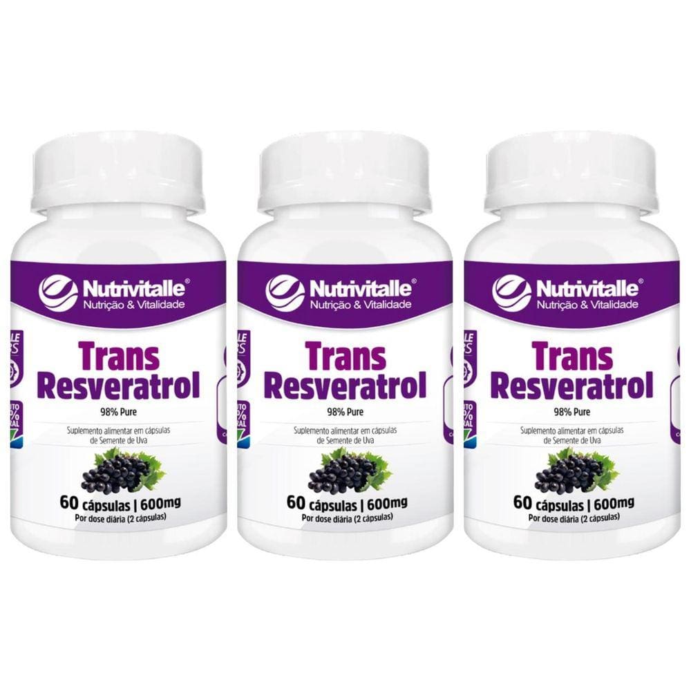 Kit 4 Un - Trans Resveratrol 600Mg 60 Capsulas Nutrivitalle