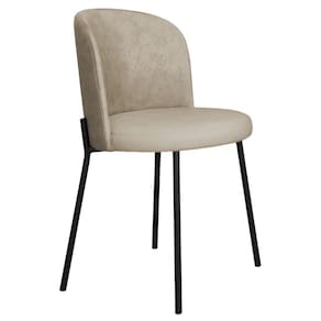 Cadeira Decorativa Elegance Base Preta Courino Bege - Montanaris Decor