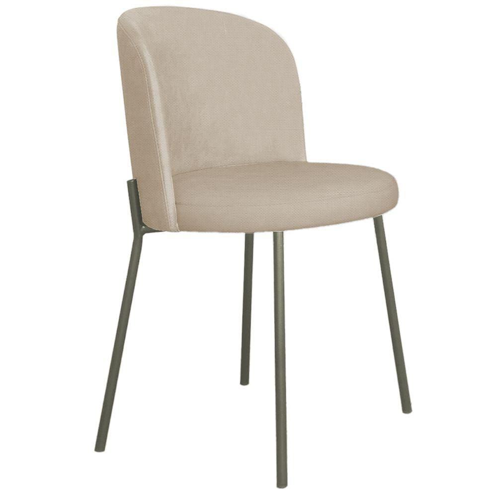 Cadeira Decorativa Elegance Base Titanium Linho Bege - Montanaris Decor