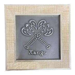 Quadro Xangô Machado Cruzado Madeira Carvalho 13 x13 cm