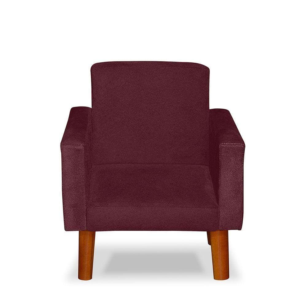 Mini Poltrona Cadeira Infantil Nina De Criança Suede Bordo Pés Palito