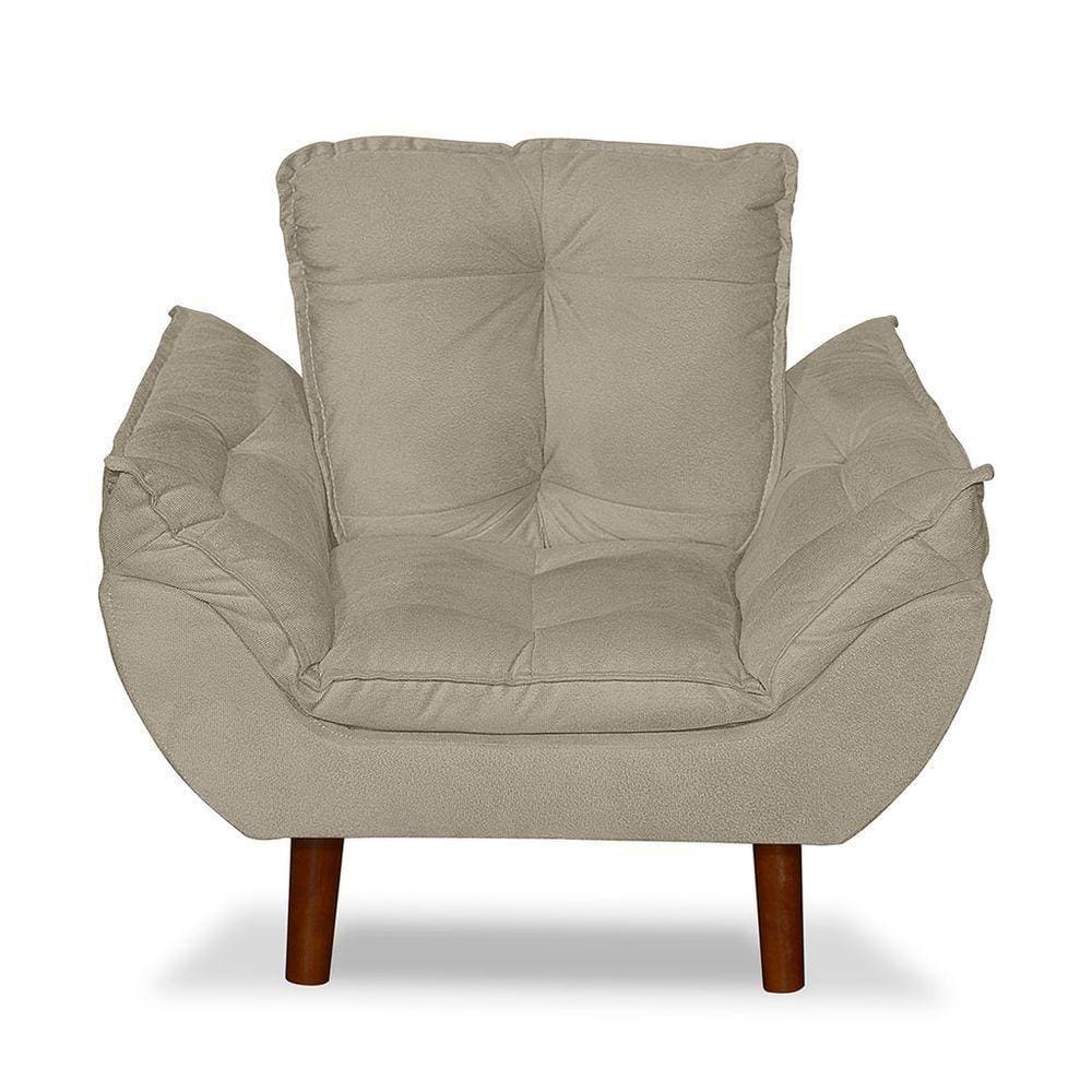 Mini Poltrona Cadeira Infantil De Criança Suede Bege Pés Palito