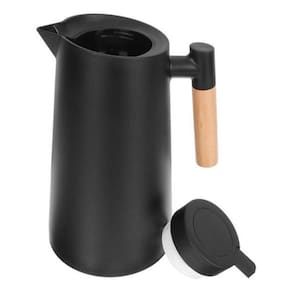 Garrafa Térmica Malta 1 Litro Cabo Madeira Café Chá - Preto