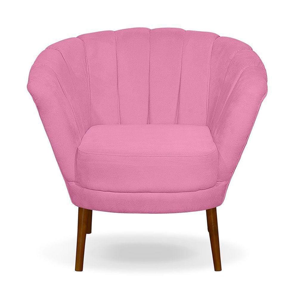 Poltrona Cadeira Pétala Flor Decorativa Suede Rose