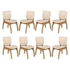 Kit 8 Cadeiras para Mesa de Jantar 44 x 86 Cm Irlanda Madeira Maciça Imbuia Linho Bege M58 - RMI