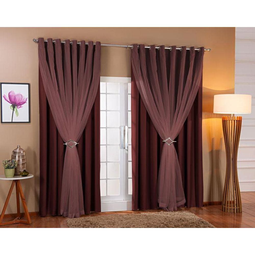 Cortina Voil Blackout 6,00x2,60 Marrom