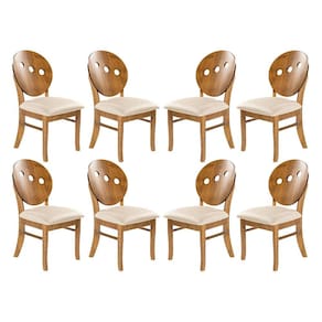 Kit 8 Cadeiras Estofada Florence 45 x 94 Cm Madeira Maciça Imbuia Linho Bege M58 - RMI