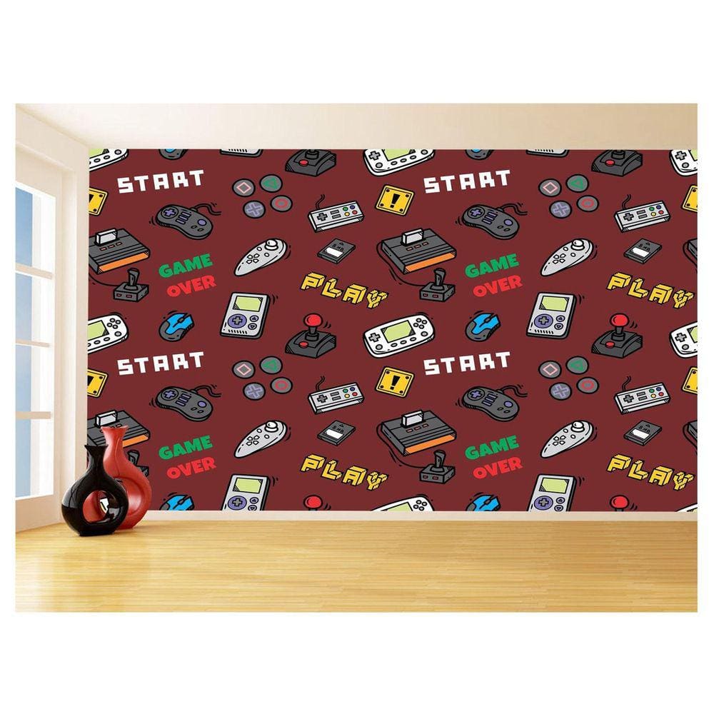 Papel De Parede 3D Infantil Controle Game Jogo 3,5M Azs216