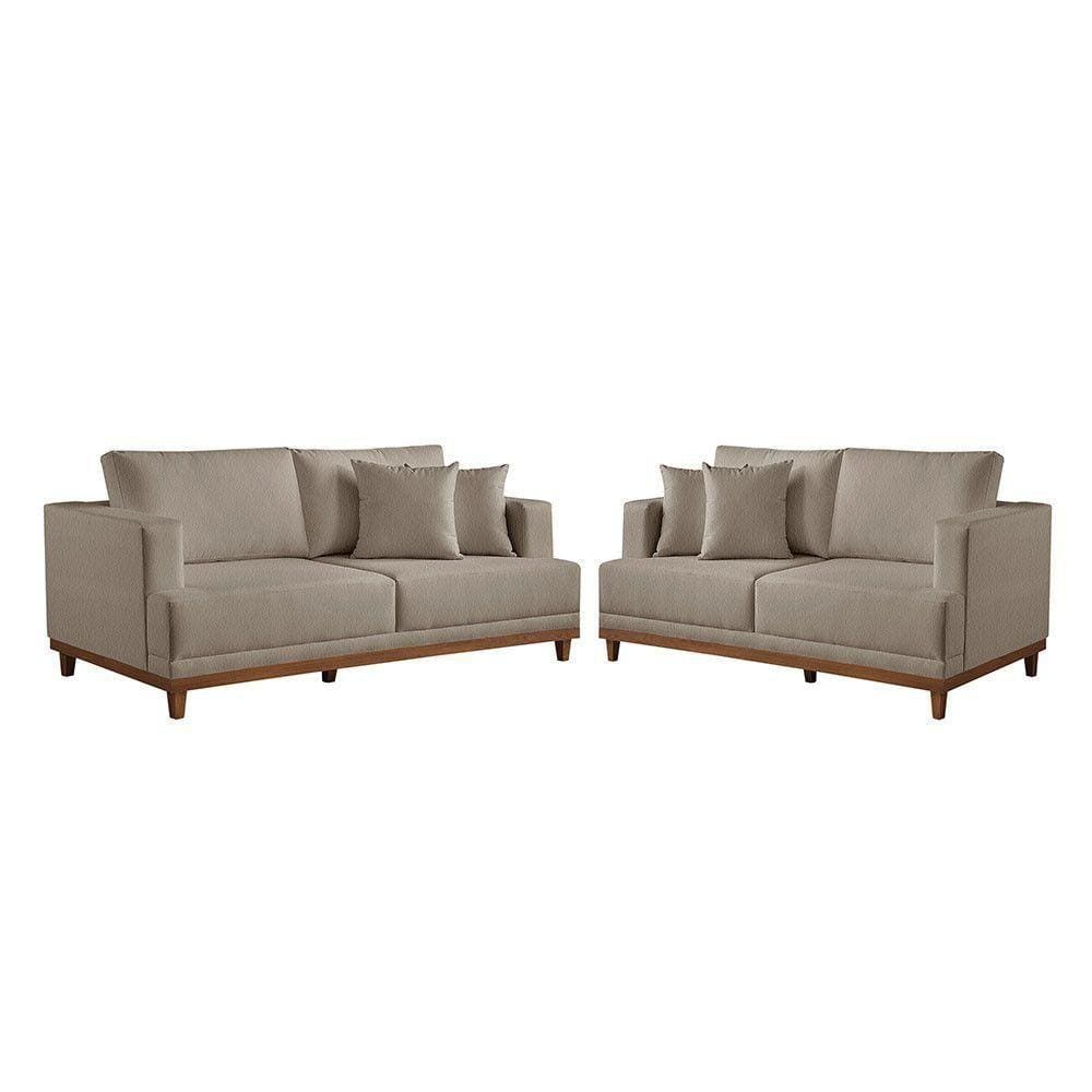Conjunto Sofás 2 E 3 Lugares Fixo Linho M-175 Martins Bege